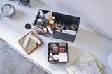 Makeup Organizer with Mirror - Steel + Wood from Yamazaki Home