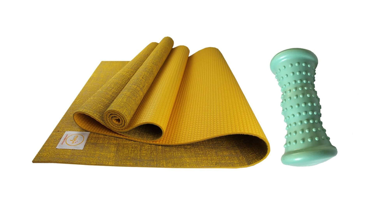 Jute Premium Eco Yoga Mat + Foot Massager (7.5cm x 17.5cm) from Jupiter Gear