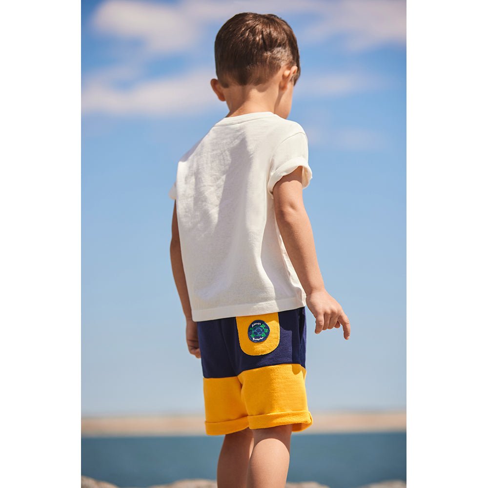 Bi-Color Shorts - Navy & Yellow from Manymoons