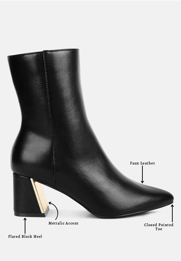Kaira Metallic Accent Heel High Ankle Boots from London Rag International