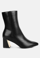 Kaira Metallic Accent Heel High Ankle Boots from London Rag International