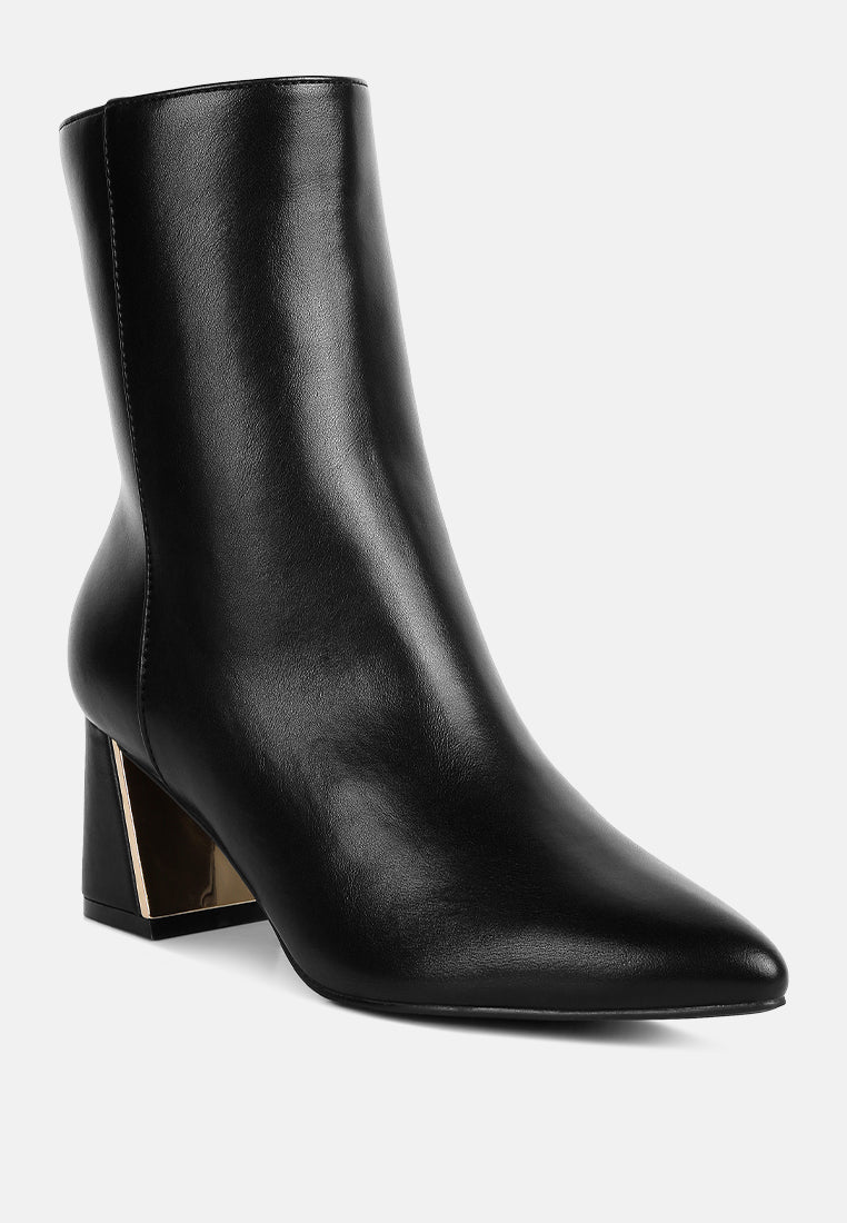 Kaira Metallic Accent Heel High Ankle Boots from London Rag International
