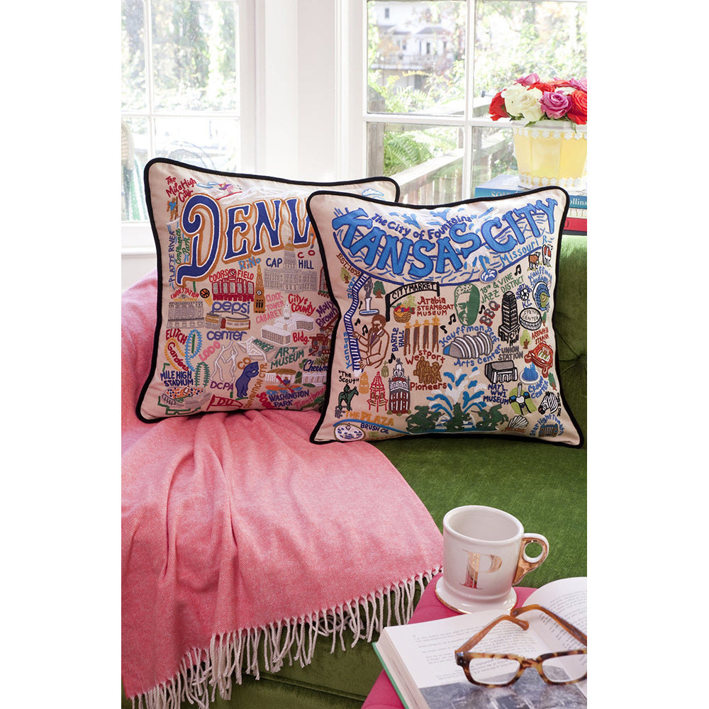 Kansas City Hand-Embroidered Pillow from Quirks!