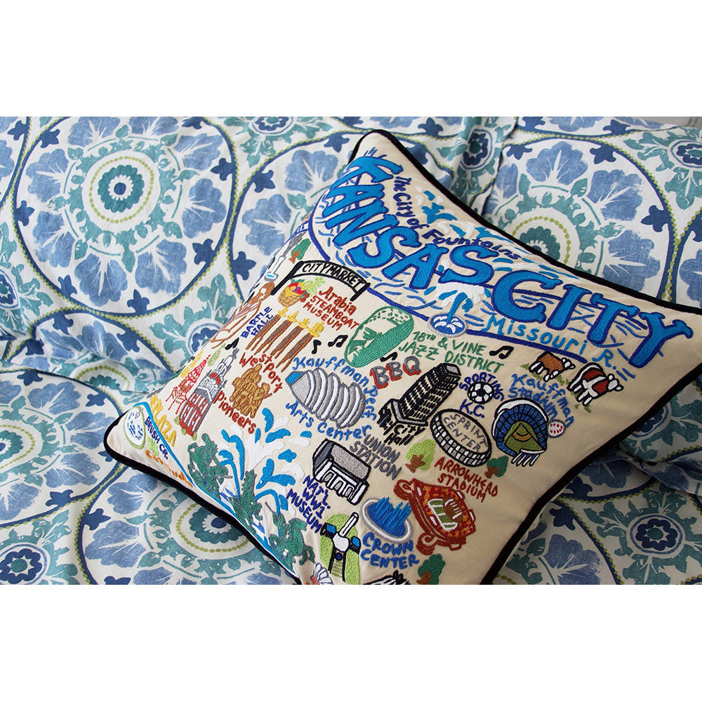 Kansas City Hand-Embroidered Pillow from Quirks!