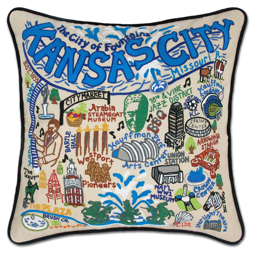 Kansas City Hand-Embroidered Pillow from Quirks!