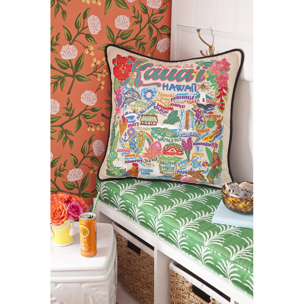 Kauai Hand-Embroidered Pillow from Quirks!