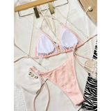 Pearl Halter Knit Bikini Set – Kawaii Beach Swimwear from Kawaii Stop