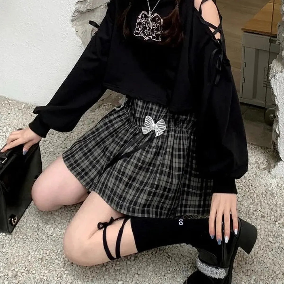 Kawaii Gothic Lolita Plaid Skirt from Kawaii Stop