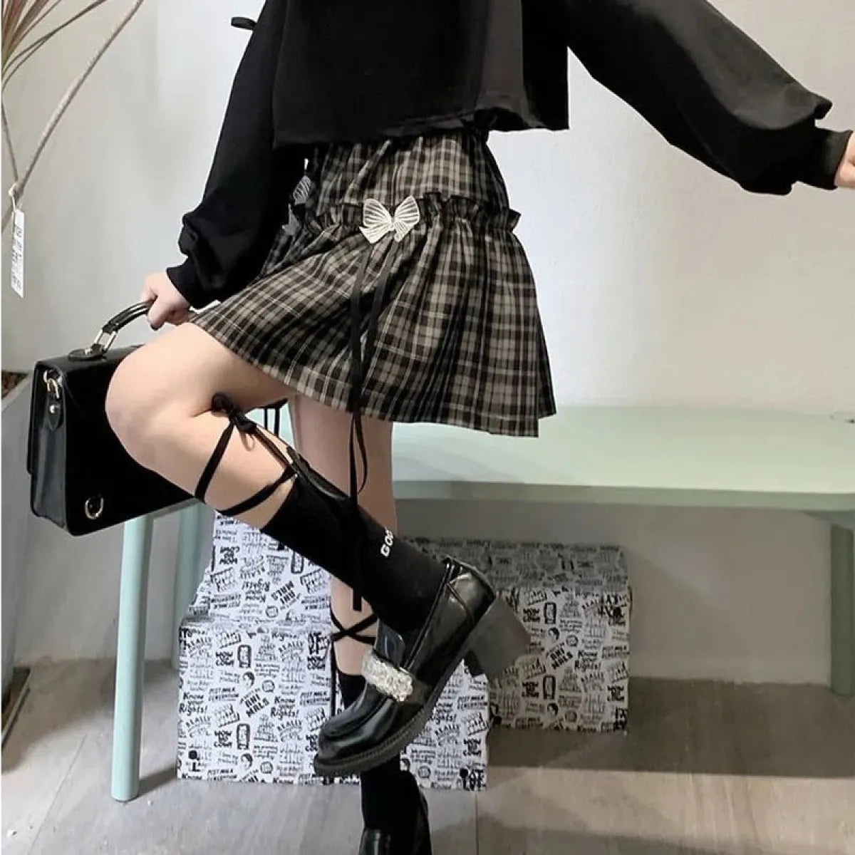 Kawaii Gothic Lolita Plaid Skirt from Kawaii Stop