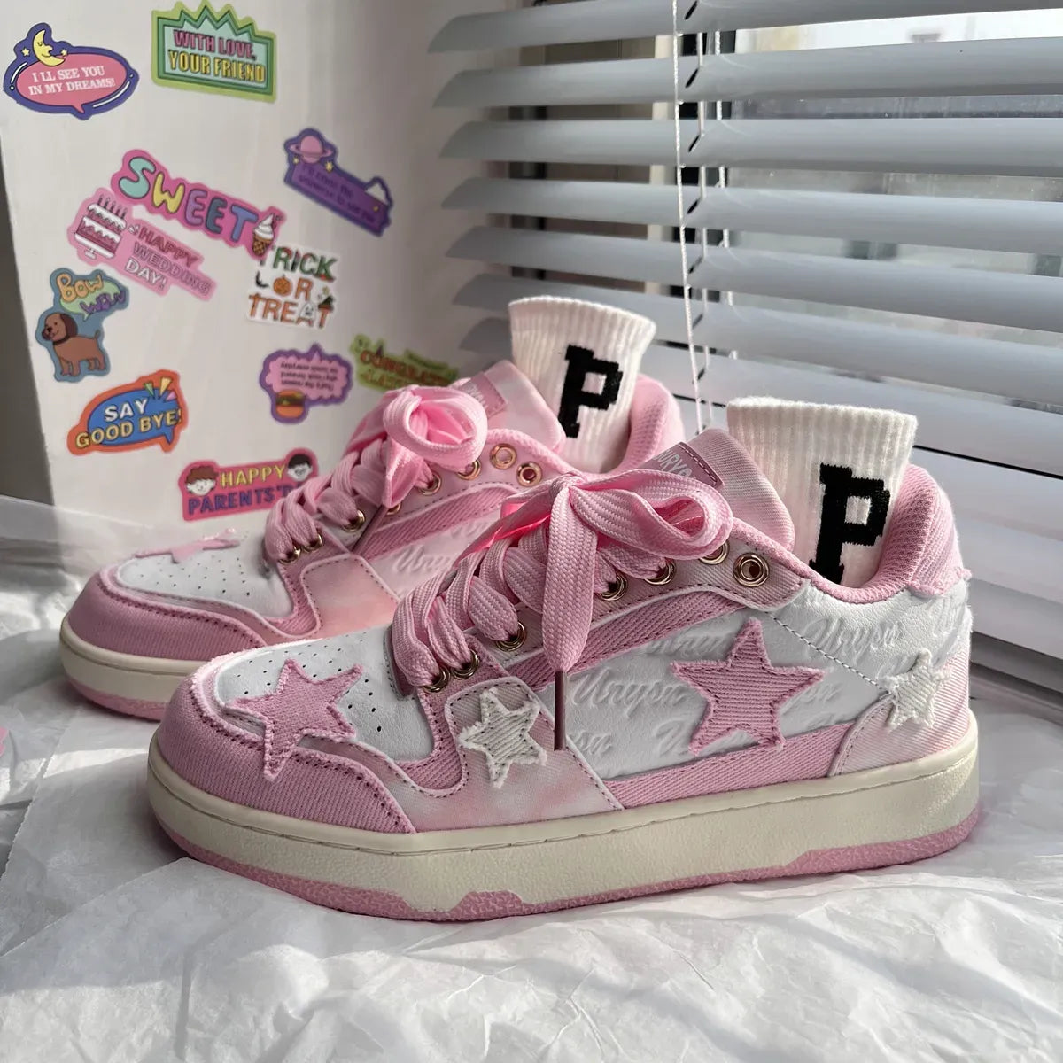 Kawaii Pink Casual Sneakers Strap from Kawaii Stop