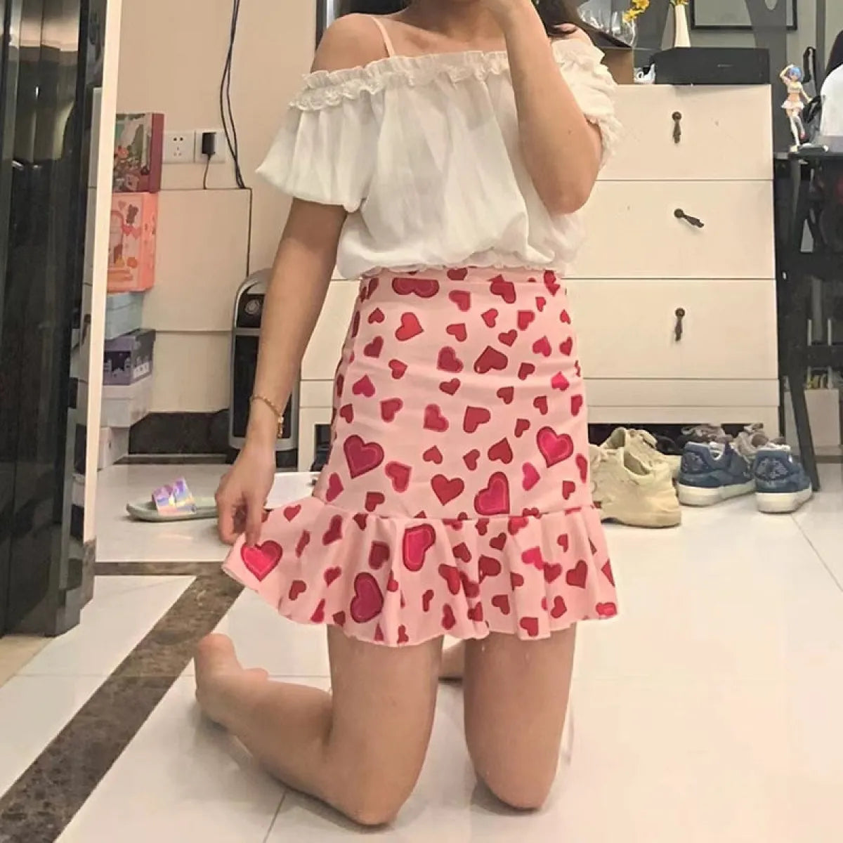 Kawaii Pink Heart Mermaid Skirt from Kawaii Stop