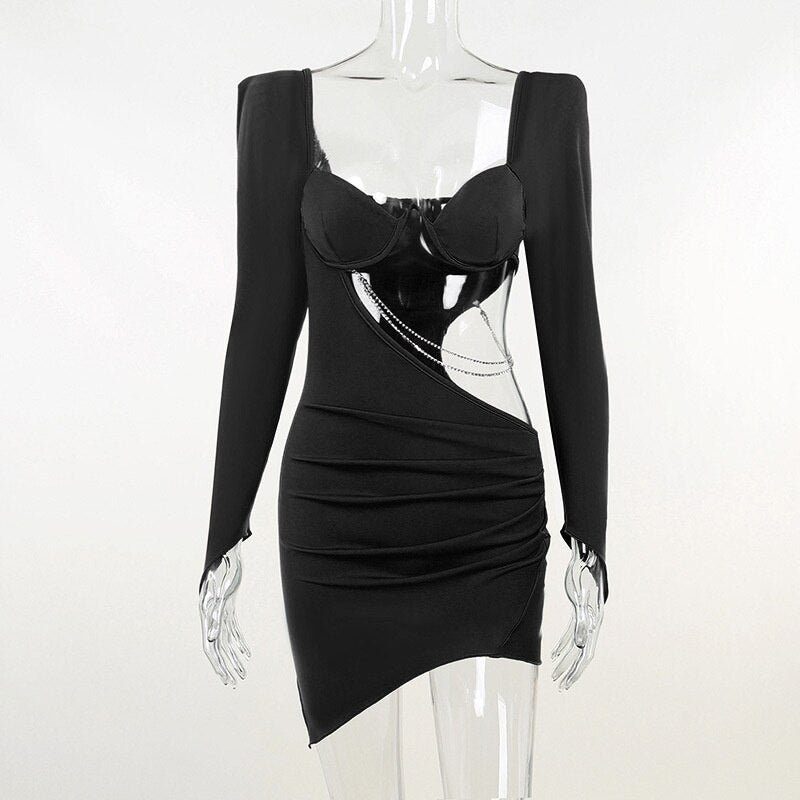 Hollow Out Full Sleeve Mini Dress From Kawaii Stop