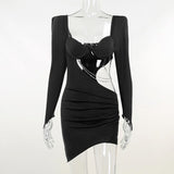 Hollow Out Full Sleeve Mini Dress From Kawaii Stop