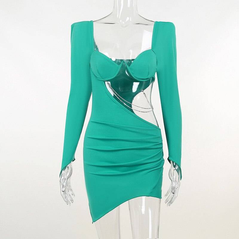 Hollow Out Full Sleeve Mini Dress From Kawaii Stop