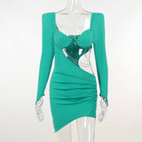 Hollow Out Full Sleeve Mini Dress From Kawaii Stop