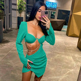 Hollow Out Full Sleeve Mini Dress From Kawaii Stop