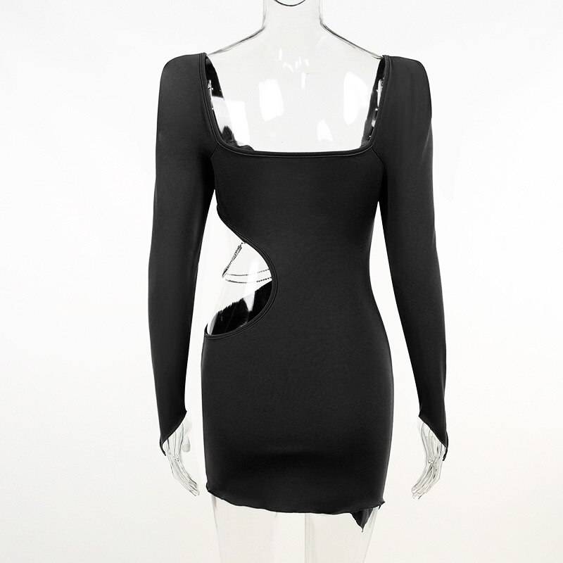 Hollow Out Full Sleeve Mini Dress From Kawaii Stop
