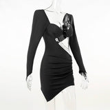 Hollow Out Full Sleeve Mini Dress From Kawaii Stop