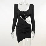 Hollow Out Full Sleeve Mini Dress From Kawaii Stop