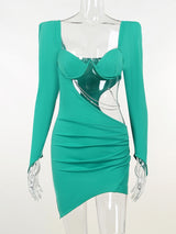 Hollow Out Full Sleeve Mini Dress From Kawaii Stop