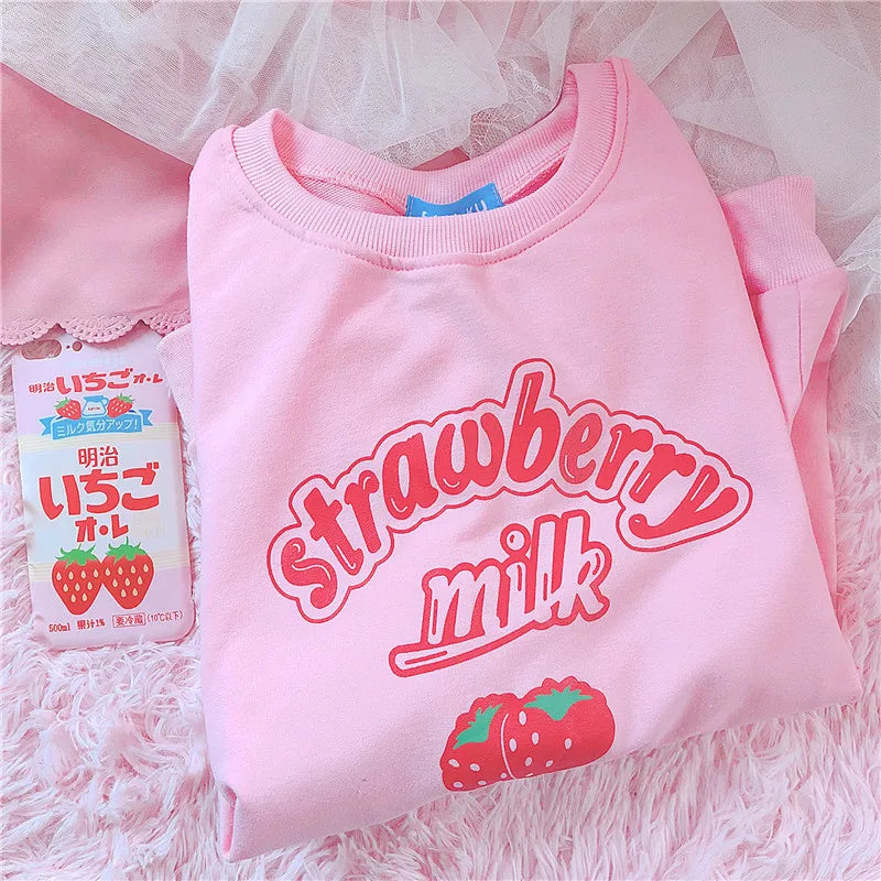 Harajuku Kawaii Strawberry Sweatshirt From Kawaii Stop