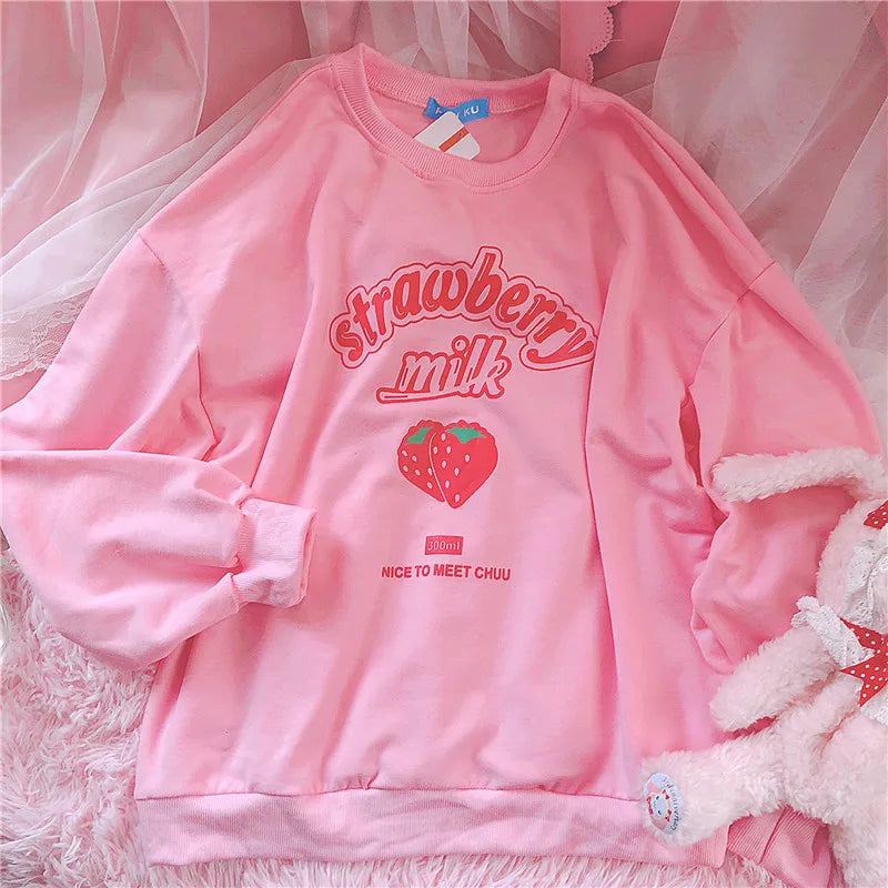 Harajuku Kawaii Strawberry Sweatshirt From Kawaii Stop
