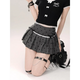 Kawaii Y2K Pleated Mini Skirt – Japanese Bow Lace Plaid Chic from Kawaii Stop