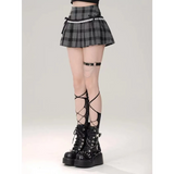 Kawaii Y2K Pleated Mini Skirt – Japanese Bow Lace Plaid Chic from Kawaii Stop