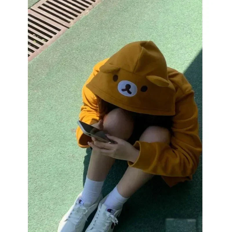 Kawaii Zip-Up Hoodie - Oversized Cute Bear Sweatshirt for Women From Kawaii Stop