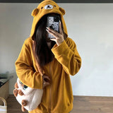 Kawaii Zip-Up Hoodie - Oversized Cute Bear Sweatshirt for Women From Kawaii Stop