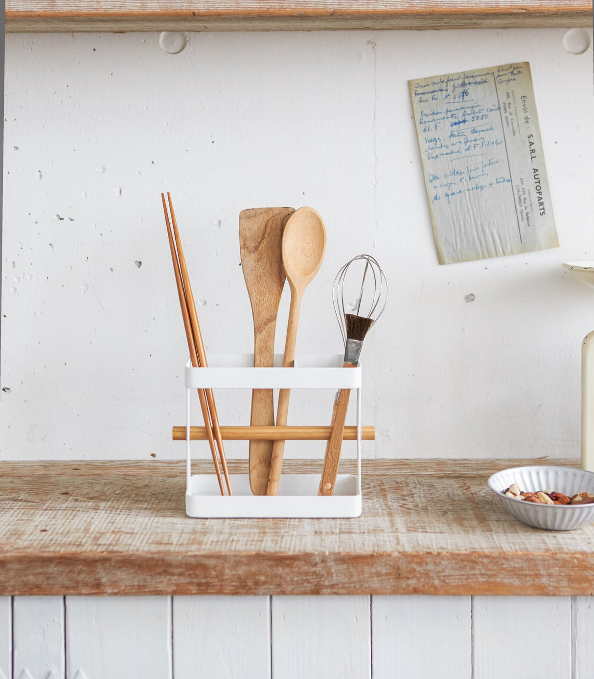 Utensil Holder - Steel + Wood from Yamazaki Home