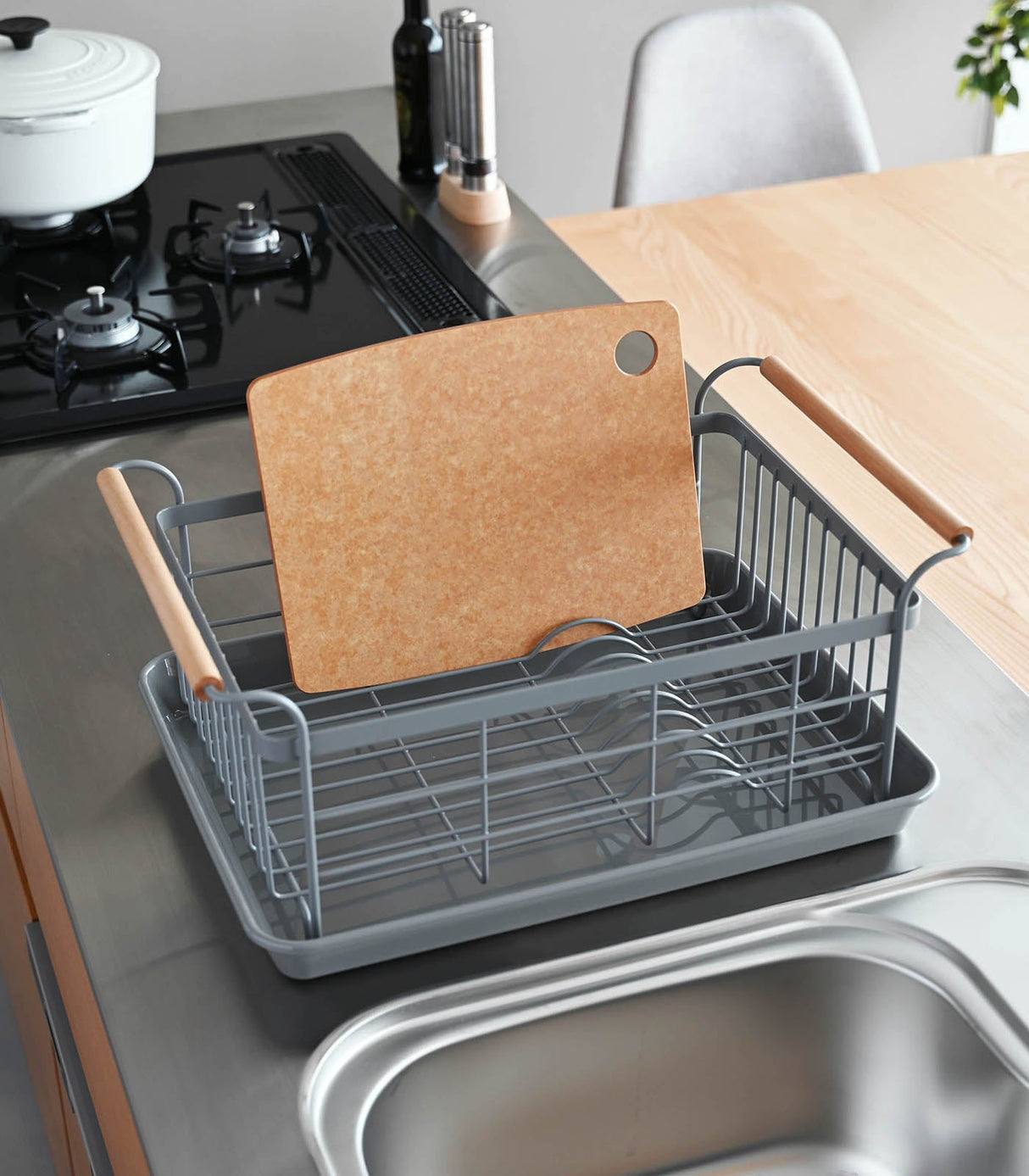 Dish Rack - Steel + Wood from Yamazaki Home