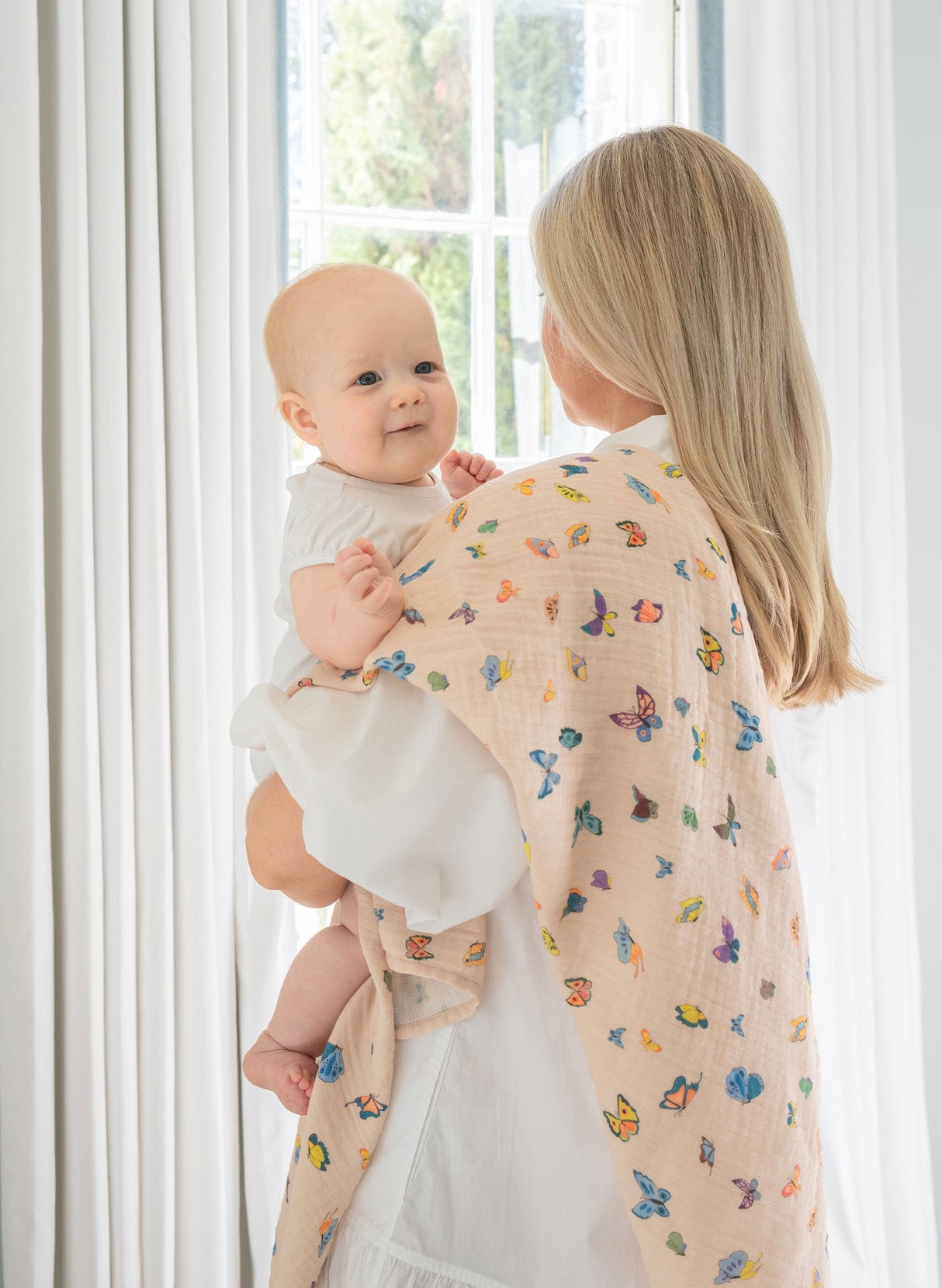 Blush Peach Madame Butterfly Shawl Blanket from Timo & Violet