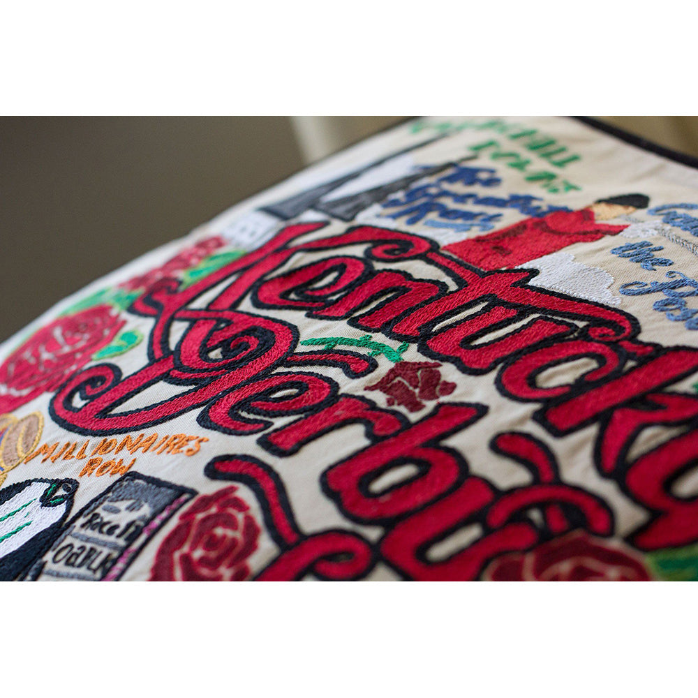 Kentucky Derby Hand-Embroidered Pillow from Quirks!