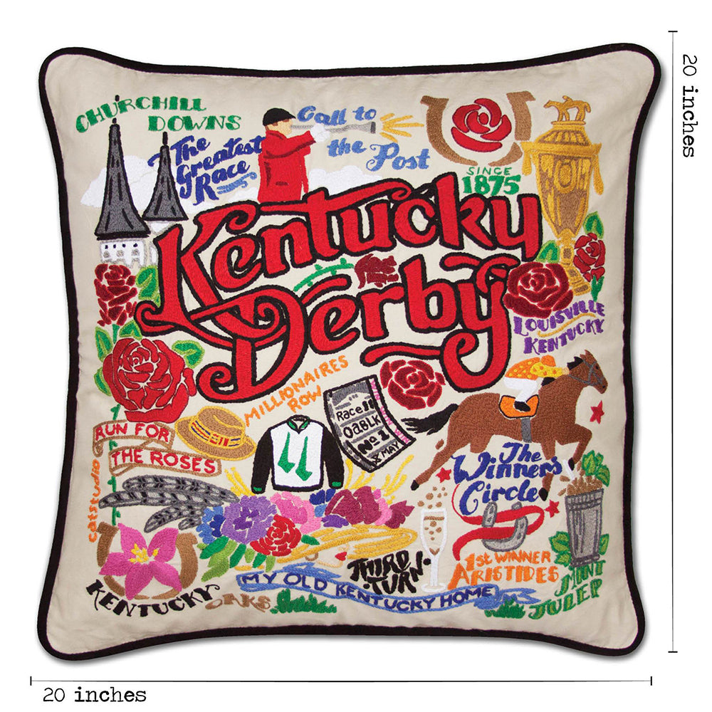 Kentucky Derby Hand-Embroidered Pillow from Quirks!