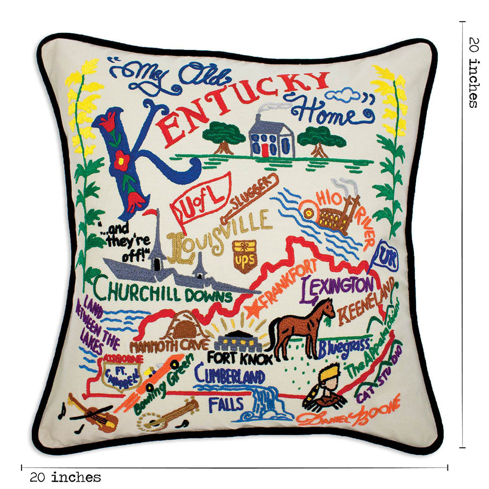 Kentucky Hand-Embroidered Pillow from Quirks!
