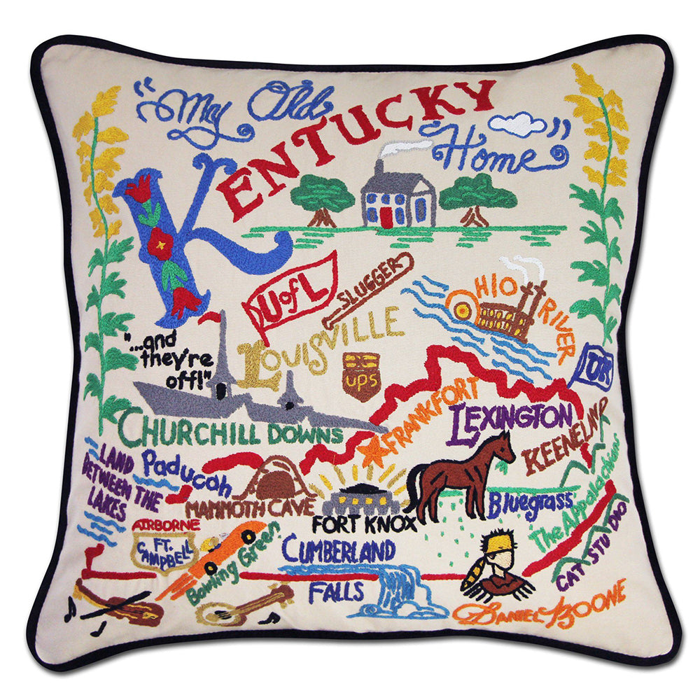 Kentucky Hand-Embroidered Pillow from Quirks!