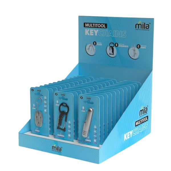Keychain Multitool Countertop Display – 36-Piece Assortment from Mila Lifestyle Accessories