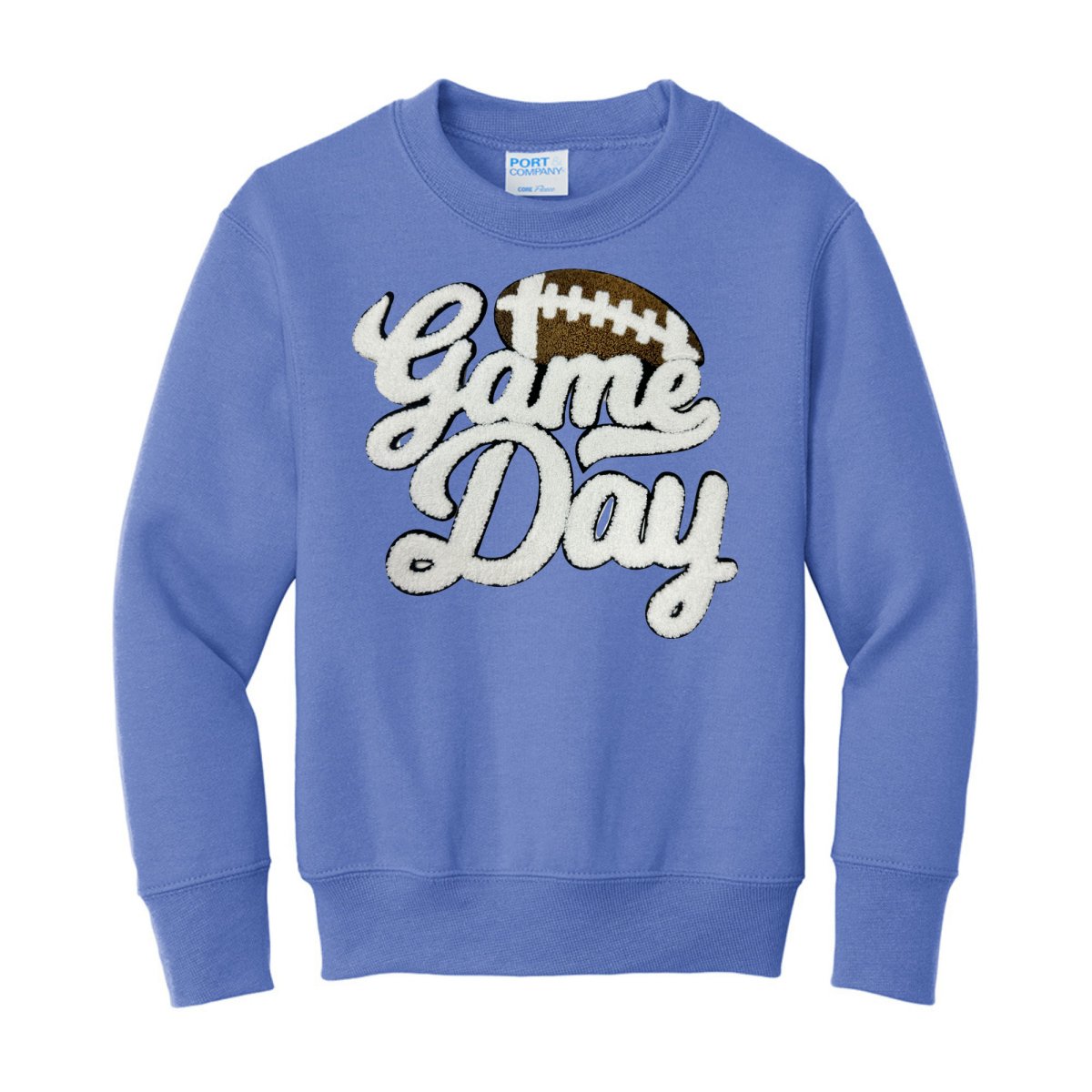 Kids Football 'Game Day' Letter Patch Crewneck Sweatshirt from United Monograms