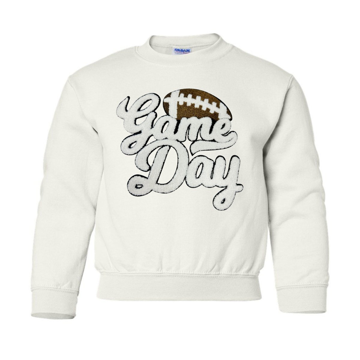 Kids Football 'Game Day' Letter Patch Crewneck Sweatshirt from United Monograms