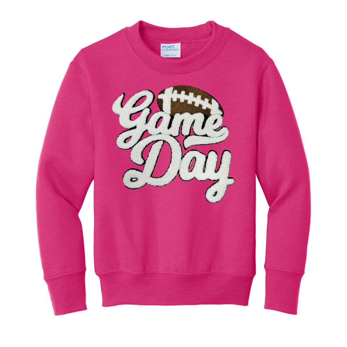 Kids Football 'Game Day' Letter Patch Crewneck Sweatshirt from United Monograms