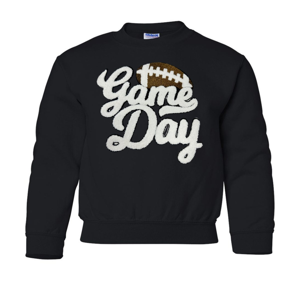 Kids Football 'Game Day' Letter Patch Crewneck Sweatshirt from United Monograms
