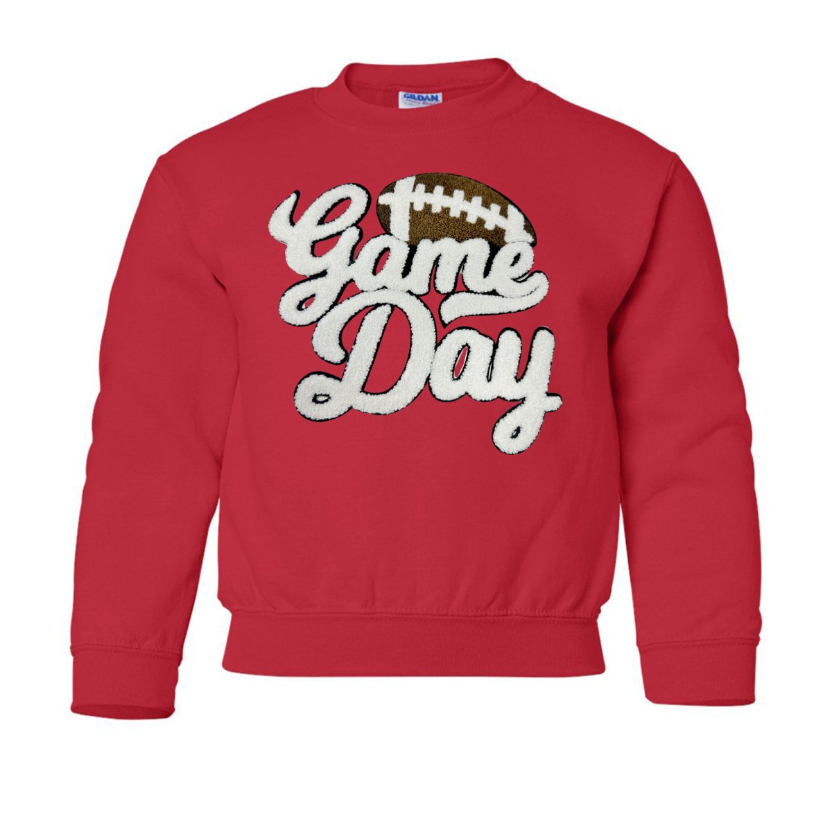Kids Football 'Game Day' Letter Patch Crewneck Sweatshirt from United Monograms