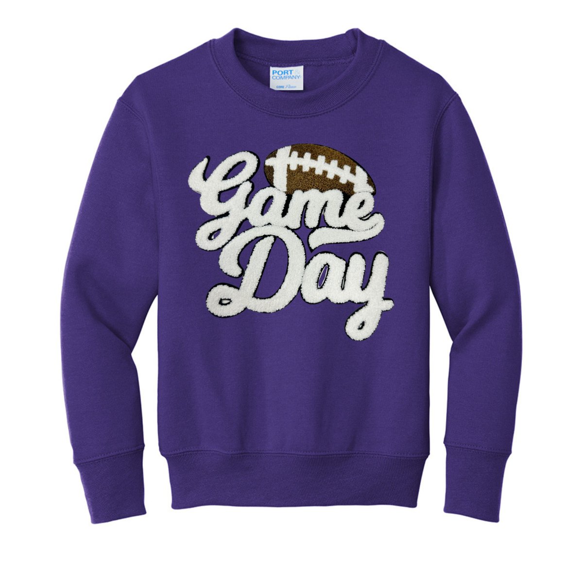 Kids Football 'Game Day' Letter Patch Crewneck Sweatshirt from United Monograms