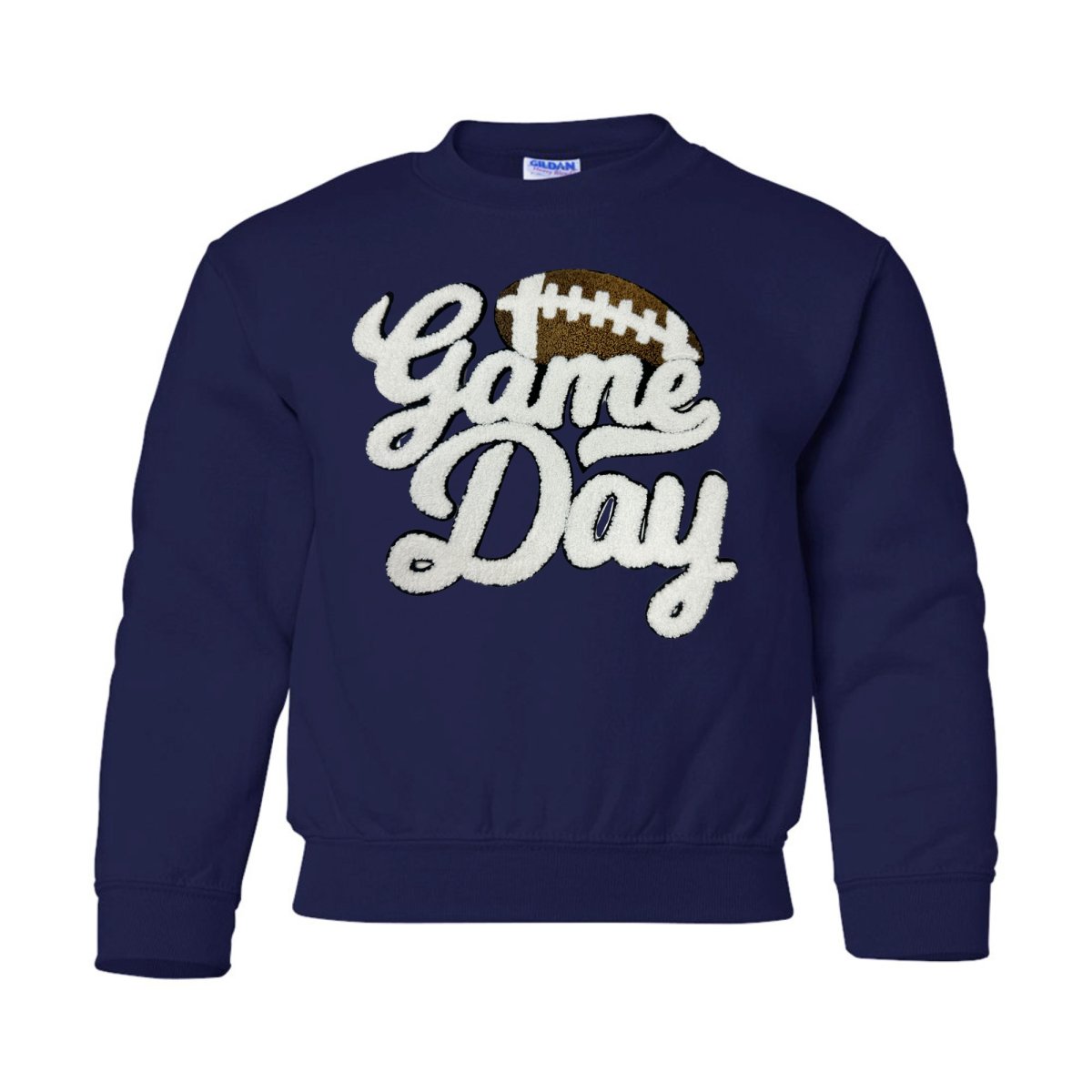 Kids Football 'Game Day' Letter Patch Crewneck Sweatshirt from United Monograms