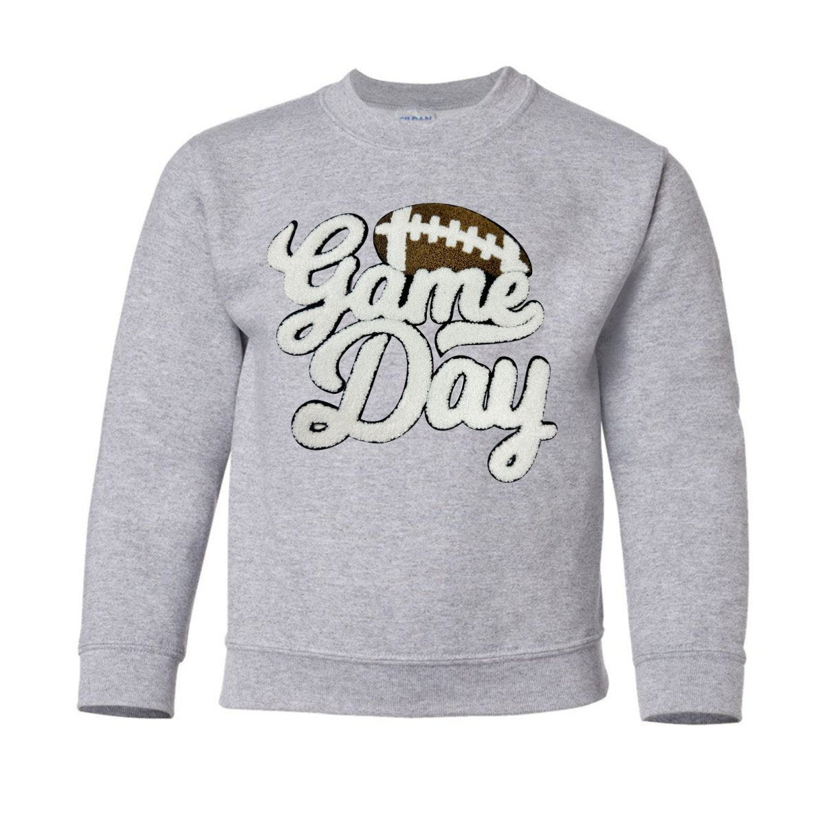Kids Football 'Game Day' Letter Patch Crewneck Sweatshirt from United Monograms