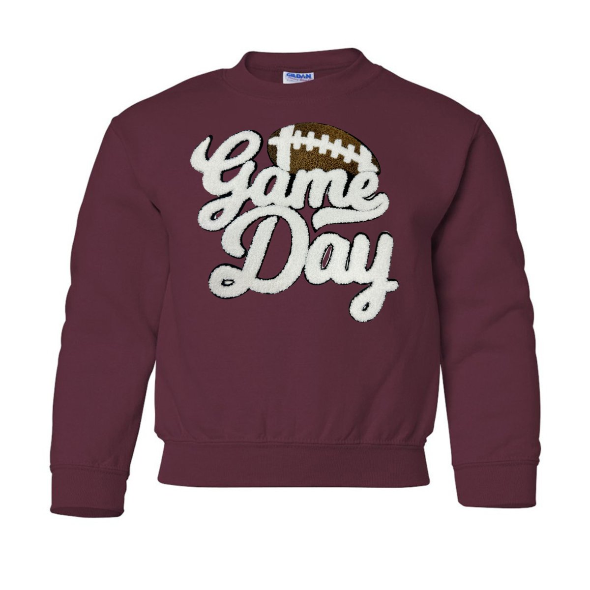 Kids Football 'Game Day' Letter Patch Crewneck Sweatshirt from United Monograms