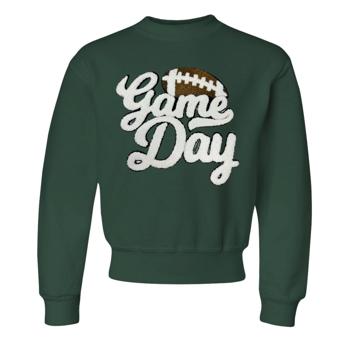 Kids Football 'Game Day' Letter Patch Crewneck Sweatshirt from United Monograms