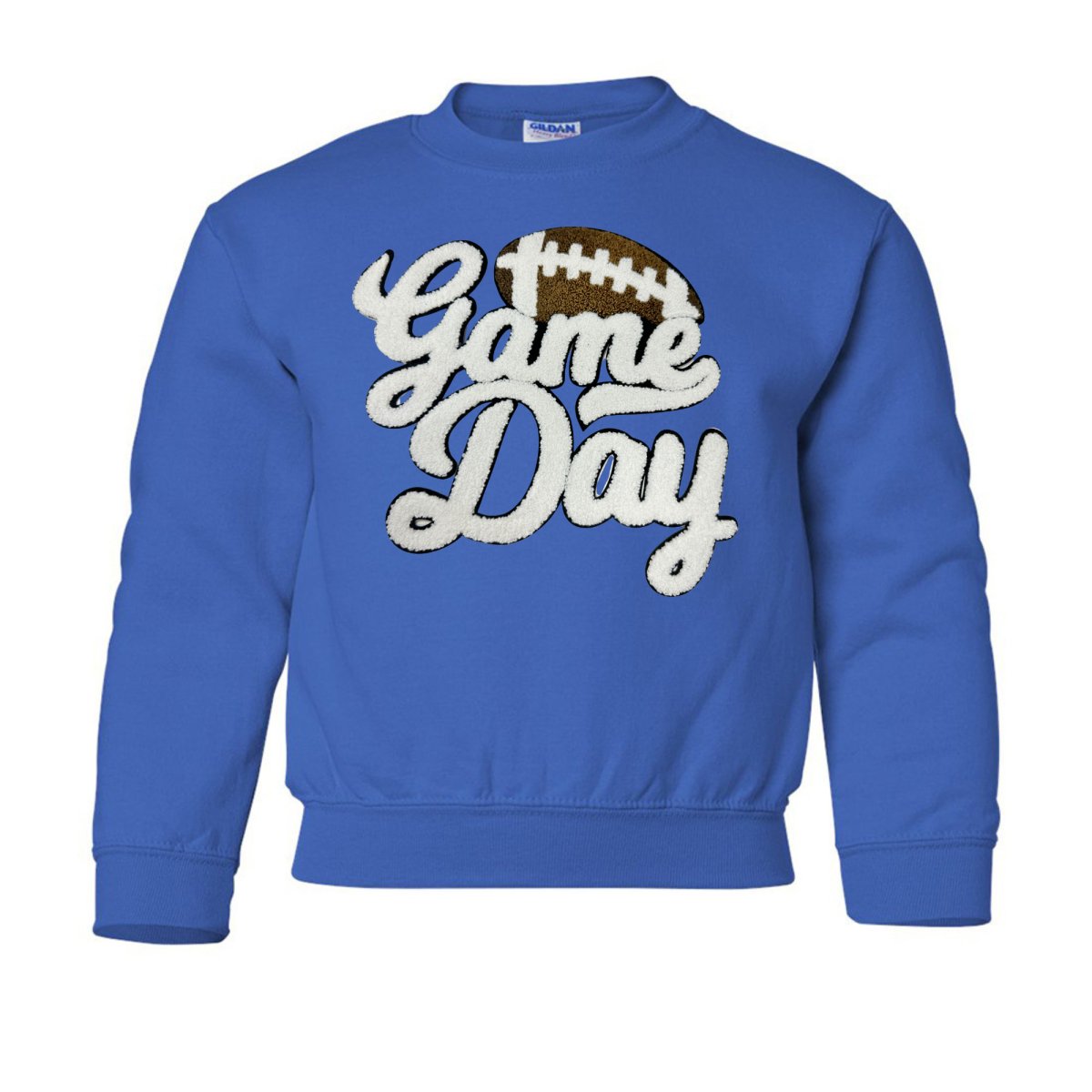 Kids Football 'Game Day' Letter Patch Crewneck Sweatshirt from United Monograms