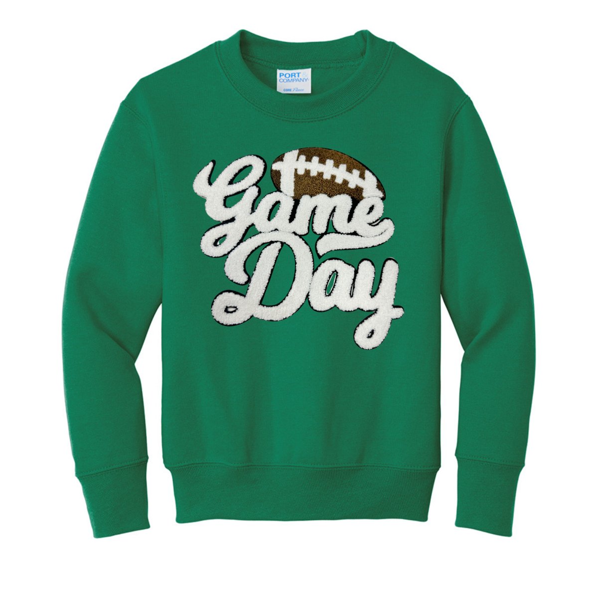 Kids Football 'Game Day' Letter Patch Crewneck Sweatshirt from United Monograms